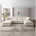 LuxeCasa™ – Modular Linen Sectional Sofa with Convertible Ottoman US