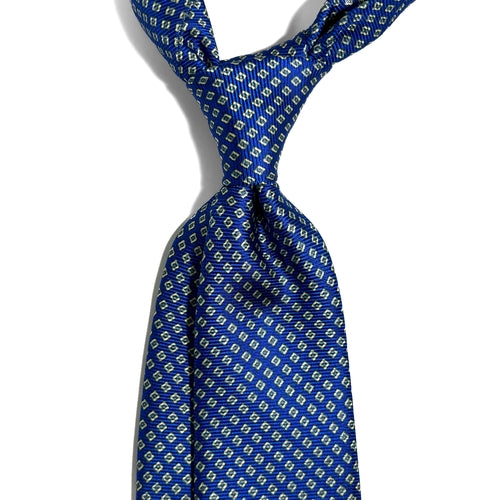 Royal Blue Micro-Geometric Silk Tie (Handmade in Italy)
