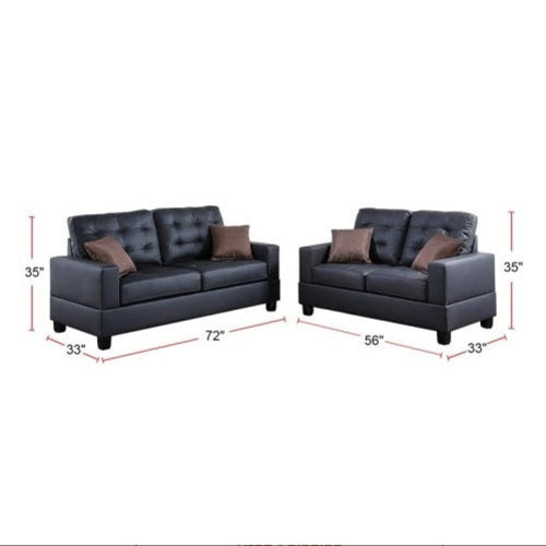 LuxeLiving™ – 2‑Piece Faux Leather Sofa Set with Pillows (US
