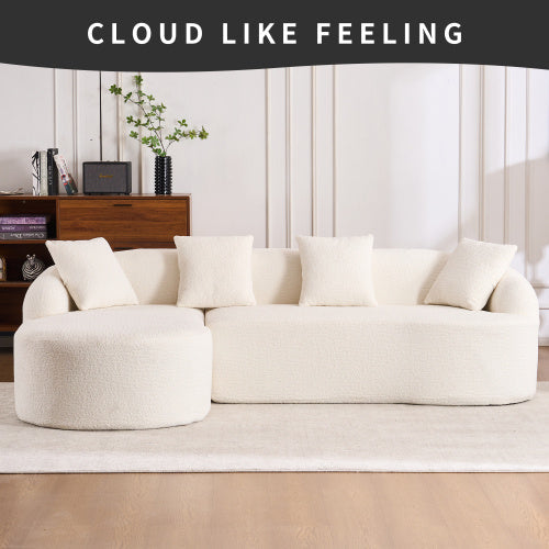LuxeForm™ – Grey Compression Sofa with Chaise Lounge & 4 Pillows (US