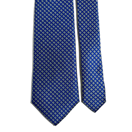 Royal Blue Micro-Geometric Silk Tie (Handmade in Italy)