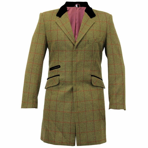 De La Creme MAN Check Design Retro Mod Coat