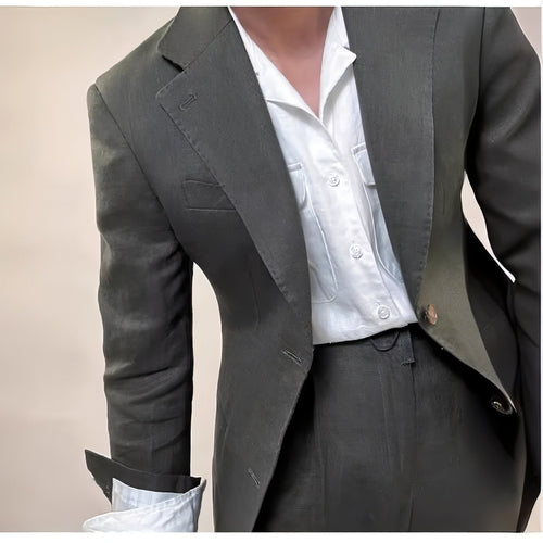 Spring Pure Linen Suit Suit Men's Solid Color
