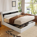 Fashion Upholstered Bed,150x200  5ft, King Bed,Hydraulic Bed,Concealed Headboard Storage,Bed Box Storage,PU,With Slats And Headboard,Without Mattress,Cream White