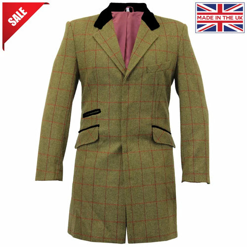 De La Creme MAN Check Design Retro Mod Coat