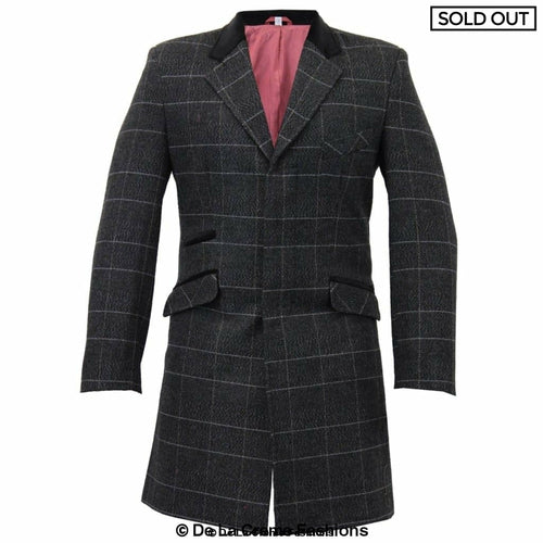 De La Creme MAN Check Design Retro Mod Coat