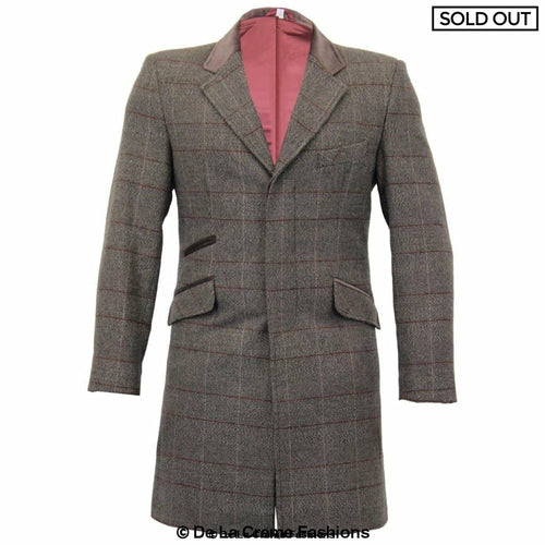 De La Creme MAN Check Design Retro Mod Coat