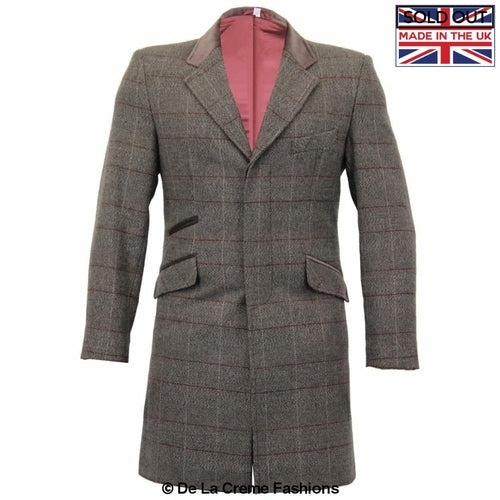 De La Creme MAN Check Design Retro Mod Coat