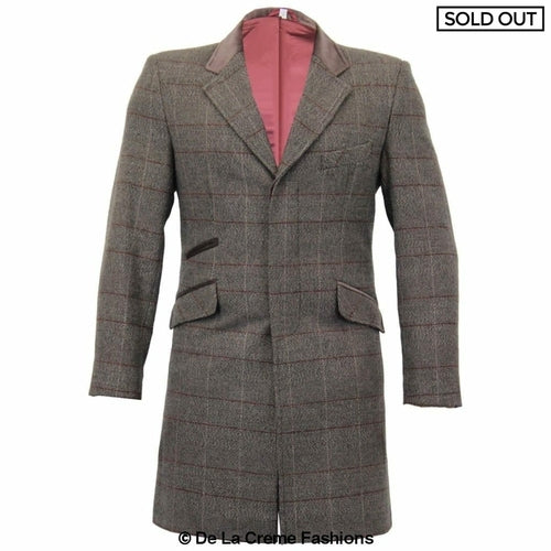 De La Creme MAN Check Design Retro Mod Coat