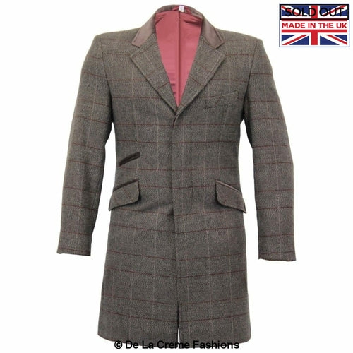 De La Creme MAN Check Design Retro Mod Coat