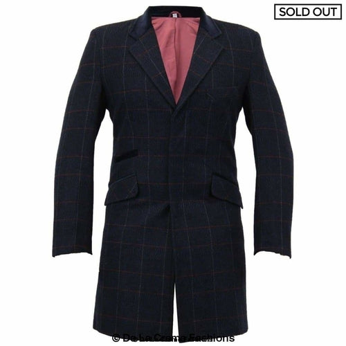 De La Creme MAN Check Design Retro Mod Coat