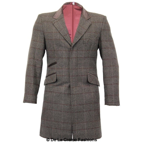De La Creme MAN Check Design Retro Mod Coat