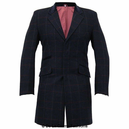 De La Creme MAN Check Design Retro Mod Coat