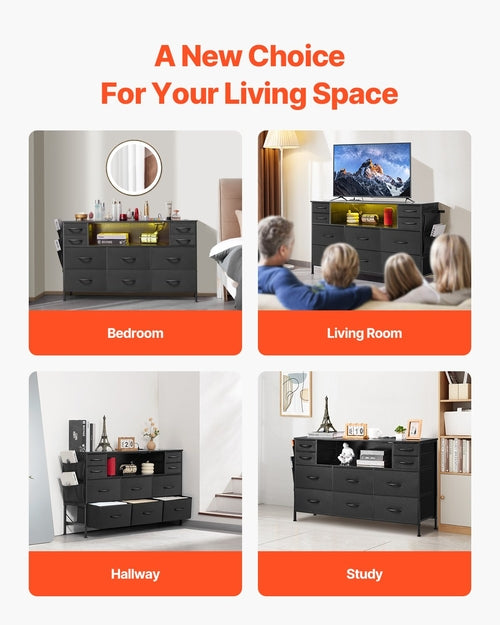 VEVOR 10 Drawer Dresser, Fabric Drawer Dresser with Fabric Bins,