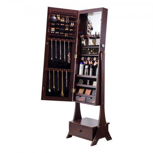 VEVOR Mirror Jewelry Cabinet, Standing Mirror with Storage, Lockable