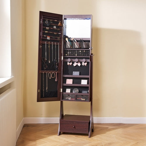 VEVOR Mirror Jewelry Cabinet, Standing Mirror with Storage, Lockable