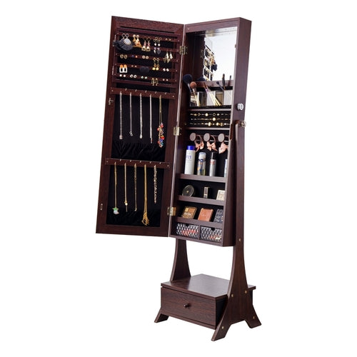 VEVOR Mirror Jewelry Cabinet, Standing Mirror with Storage, Lockable