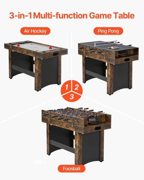 VEVOR 3-in-1 Combo Game Table Set, 54" Air Hockey Table, Multi