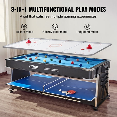 VEVOR 3-in-1 Rotating Swivel Multi Game Table with Air Hockey,